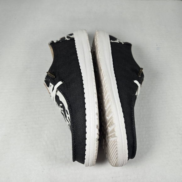 Hey Dude Wendy Animal Black and White Cow Print Shoes Size W9 - Picture 8 of 11